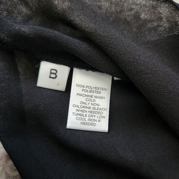 Ann Taylor LOFT Short Sleeve Sheer Blouse Ruffle at Bust Women's Size Medium - Picture 5 of 9